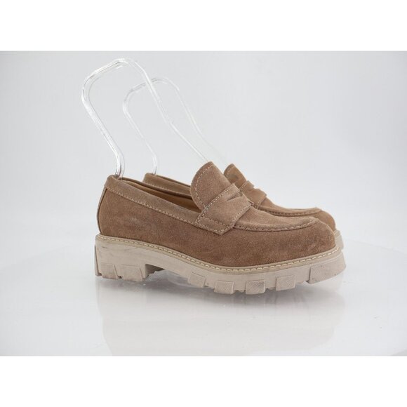 La Canadienne Devin Suede Shearling Penny Loafers Brown Suede Size 7.5 Chunky - Picture 1 of 14